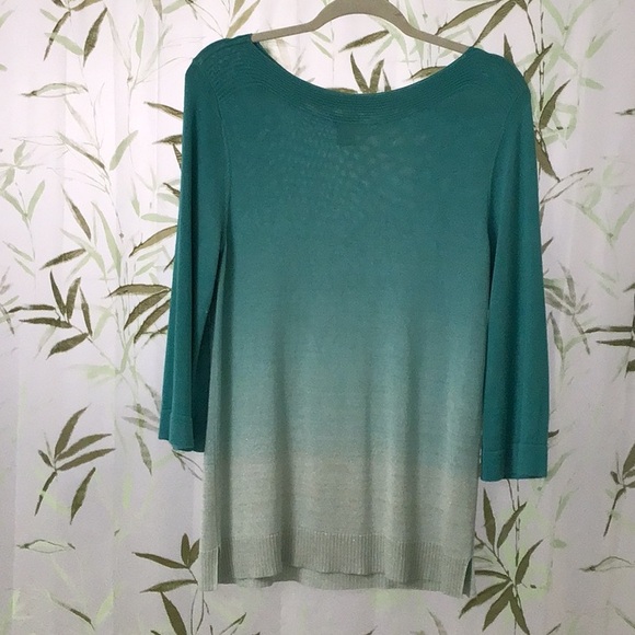 Chico's Sweaters - Chico’s stylish shades of Teal Ombre Sweater with 3 quarter sleeves. Sz 1 (8-10)